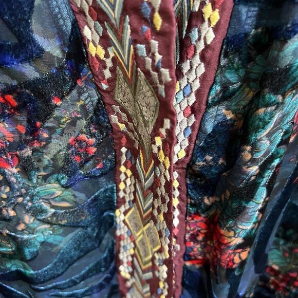 Johnny Was NEW Kimono Reversible Burnt Velvet Long Cardigan Pockets One Size - Picture 7 of 9